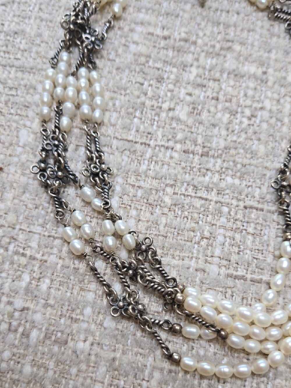 vintage Silpada White Pearl Multi-Strand Necklace with Silver Accents - Picture 6 of 9